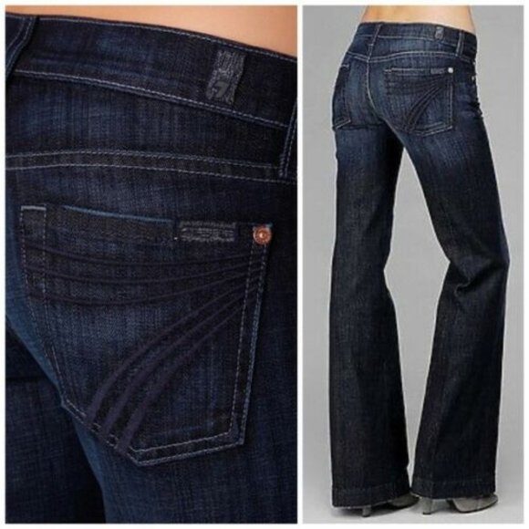 7 For All Mankind Denim - 7 for All Mankind Dojo Flare Jeans Wide Leg Dark Wash Women's Size 28 H13096